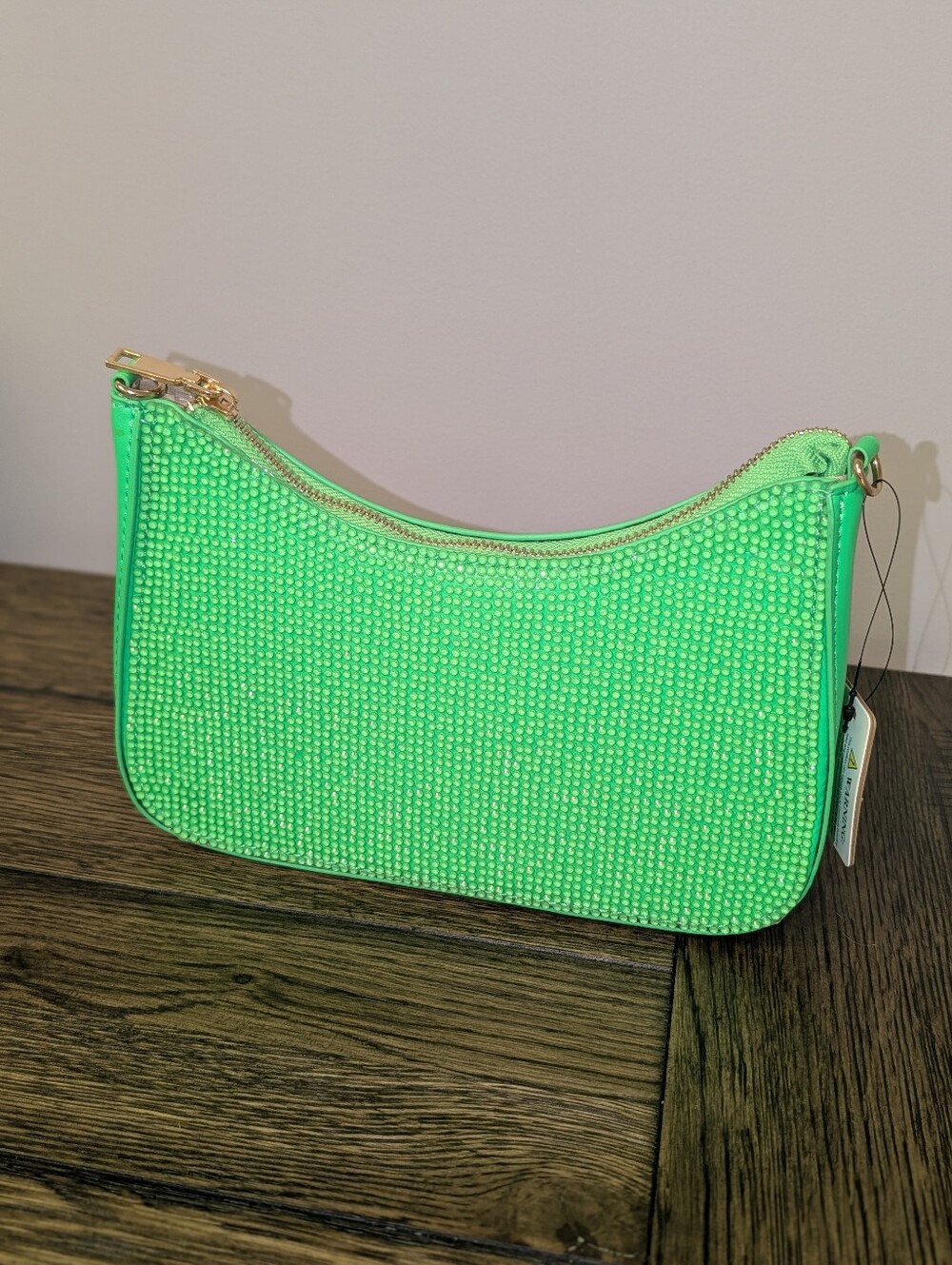 Neon Green Rhinestone Crossbody Bag w/ AirPod Case | Crystal Shoulder Purse NWT - Picture 4 of 8